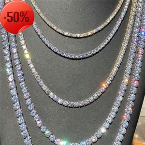 Catene da tennis ghiacciate 1 fila Collane da uomo Placcato in oro argento Moda di lusso Diamante artificiale Strass Bling Gioielli hip-hop per le donne