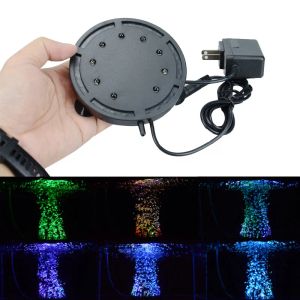 Lightings 10.512.5CM RGB LED Aquarium Light Fish Tank Submersible Light Aquatic Air Bubble Oxygenation Lamp EU US Plug Fish Tank Light