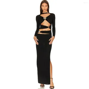 Casual Dresses Women Luxury Celebrity Sexy Cut Out Futterfly Long Sleeve Maxi Dress Elegant Party 2024 High Street Clothin