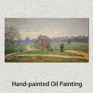 Duże płótno sztuka ręcznie malowane obrazy olejne Claude Monet Iyde Park Krajobraz ogrodowy obraz do salonu197t