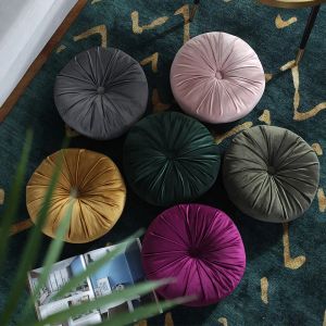 Pillow Nordic Style Dutch Fleece Velvet Pleated Pumpkin Round Seat Cushion Pillow Pouf Throw Sofa Home Decor Cojines Redondo Coussin