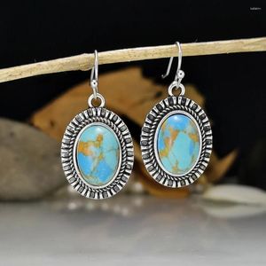 Dangle Earrings Women's Jewelry S925 Silver Earring Vintage Thai Green Turquoise Fashion Charoite Wholesale