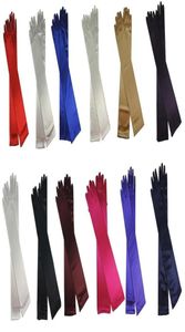 W Białych czarnych satynowych rękawiczkach wieczorne golves opera ramię długie rękawiczki fioletowe rękawiczki ślubne dla formalnych damskich bielizny 8025810