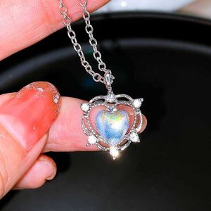 Other 17KM Fashion Opal Sparkling Crytal Heart Necklace For Women Silver Color Popular Clavicle Chain Choker Jewelry 2023 New Trend L24313