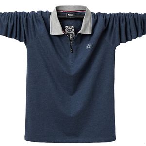 Мужская рубашка поло, осенняя повседневная модная хлопковая мужская футболка с длинным рукавом и отложным воротником, мужские рубашки поло на молнии, большой размер 6XL 240314