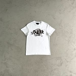 Syna world camiseta americana moda de rua de manga curta masculina e feminina logotipo impresso preto verão legal-montagem de manga curta