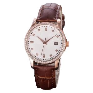 Watch Master Luxury Business Diamond-mounted baffle Automat Stainless steel case Leather strap high-end