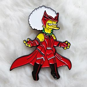 Broscher The Simpsons Cosplay Scarlet Witch Wanda Maximoff Elizabeth Olsen Emalj Pin Bag Lapel Badge Jewelry Gift for Kids