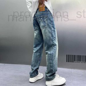 Mäns jeansdesigner 2024 Ny vår Regular Straight Fit Water Wash Micro Elastic High End Okl9 21oq