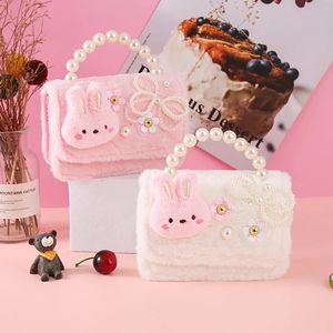 Autumn Winter Kids Mini Handbag Cartoon Cute Plush Crossbody Bags for Baby Girls Coin Pouch Kawaii Toddler Purse Gift 240227