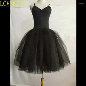 Stage Wear White Black Swan Ballet Dress For Ladies Adults Children Sleeveless Backless Professional Long Gymnastics Girl