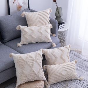 Travesseiro simples tamel quadrado tassel eu europeu sofá travesseiro ins almofada de estilo retro pillow home home decorativa tampa sem núcleo