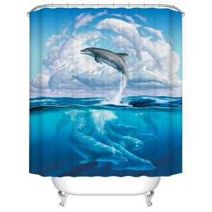 Curtains Seahorse Octopus Dolphin Print Waterproof Shower Curtain Polyester Fabric Bath Curtain Octopus Home Bathroom Shower Curtains