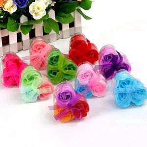 20 scatole cuore rosa fiore fatto a mano profumato bagno corpo sapone regali di nozze per gli ospiti regalo damigella d'onore bomboniere souvenir 240305