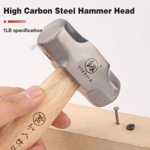 Hammer Mini Hammer FO6028B Solid Wood Short Handle Octagonal Hammer 1LB High Carbon Steel Small Hammer Manual Hardware Tool