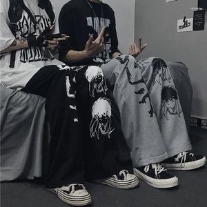 Kobiety Pantie Harajuku Anime Postacie moda japoński wzór Hip Hop szeroka noga kobiety Mężczyźni Casual Streetwear Elastyczna pasa talia