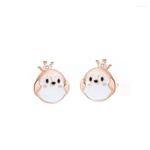 Stud Earrings CYJ European Cute Crown Penguin CZ S925 Sterling Silver For Women Birthday Party Gift Jewelry