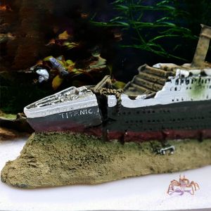 Decorations Fish tank decorations Titanic Ship Boat Model Aquarium Wreck Boat Sunk Ship Air Split Shipwreck Ornament Fish Tank Cave Decor