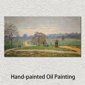 Stor dukkonsthandmålade oljemålningar Claude Monet Iyde Park Landscape Garden Picture For Living Room Decor235x