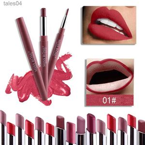 Lipstick MISS ROSE 2 In 1 Matte Lipstick Lip Liner Nude Lipliner Makeup Waterproof Lipstick Pen Long Lasting Lip Pencil Makeup 240313