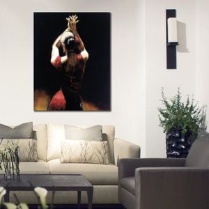 Handgjorda dukkonstoljemålningar Flamenco Dancer in Red Modern Figure Beautiful Woman Artwork for Home Wall Decor304f