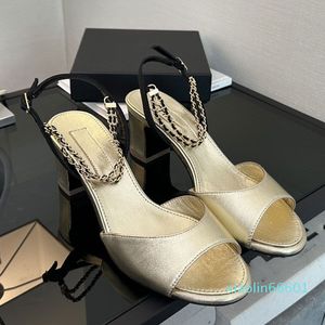 Nuovi sandali scarpe da donna con tacco alto Sandalo da donna in vera pelle con tacco alto di qualità 35-40