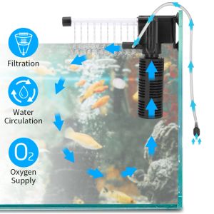 Tillbehör Fiskbehållare Luftning Submerible Filter Aquarium Water Purifier Wave Maker Svamp