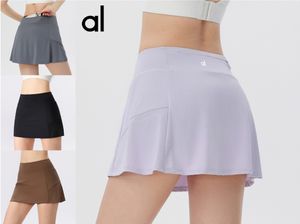 AL-8819 Faltenrock Tennis Yoga Outfits Gym Hose Elastische Taille Doppelschicht Dreipunkt Sporttaschen Shorts Röcke