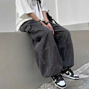2023 frühling Herbst Hosen Y2K Baggy Jeans für Männer Breite Bein Hosen Taschen Elastische Taille Streetwear Lose Bequeme 240301