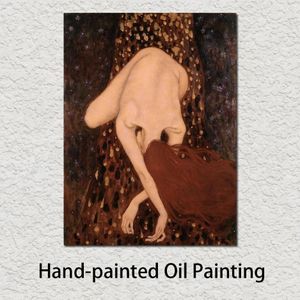 Pinturas femininas de gustav klimt, reprodução de tela a óleo nua, imagem nua flutuante, feita à mão de alta qualidade para el hall, decoração de parede 3043