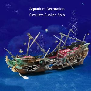 Dekorationer Artificial Sunken Ship Aquarium Decoration Submarine Decor Harts Landscaping House For Fish Accessories for Aquarium Stuff