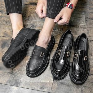 Leather shoes men's low-top loafers lazy men's slip-on round toe shoes men's casual business formal platform shoes