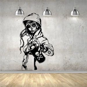 Adesivi Adesivo murale Decalcomania in vinile Decor Candy Sugar Skull Graffiti Girl Cartoon living Art Decor Decalcomanie da muro Adesivo da parete B7007