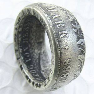 Germany Silver Coin Ring 5 MARK 1888 Silver Plated Handmade In Sizes 8-16285g