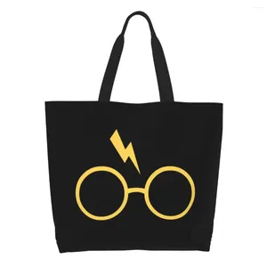 Alışveriş çantaları büyücülük ve sihirbaz okulu sihirli bakkal çantası tuval alışveriş omuz tote büyük kapasite cadı sihirbaz çanta