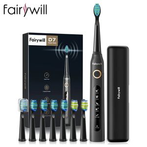 Fairywill Electric Sonic Sonic Thaks Scon FW-507 ładowanie USB Wodoodporny elektroniczny ząb 8 szczotki zastępcze głowice dla dorosłych 240301