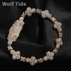 10 mm najwyższej jakości klastrowane sześcienne cyrkonia Bransoletka sprężyna sprężyna mikro musilanie cz kamień cyrkonu Hip Hop lodowane bransoletki dla mężczyzn bijoux biżuteria