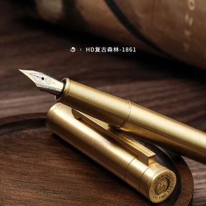 Lt Hongdian Retro 1861 Brass Forest Highend Exquisite Business Office Elbow Art Fountan Pen Students Practice for Gift 240229