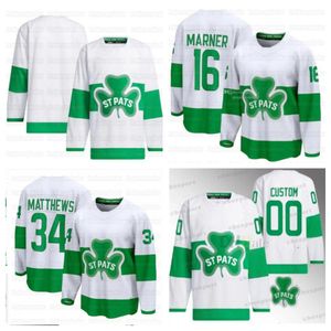 Personalizado Mens 2024 St. Pats Auston Matthews John Tavares Hóquei Jersey Verde Joe Thornton Mitch Marner Morgan Rielly St.