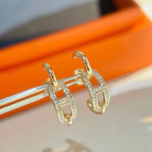 Luksusowa marka Herm marka Pig Nos Nosek Kolczyki dla kobiet 18K Gold Classic Design Biżuteria Kobieta Kolejka Shine Crystal Diamond Orecchini Ohrringe Earcing Pierścienie