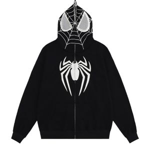 Projektant Mans Hooded Spider Hoodie American Retro Spider-Man Print Mash