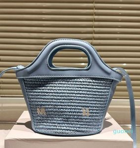 Дизайнерская сумка-шопер из роскошного плетения с ручкой, Соломенная женская дизайнерская сумка через плечо, пляжная сумка через плечо, клатч-корзина