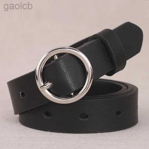 Belts Leather Belt Women Round Buckle Buckle Jeans Black Belt Fancy Vintage Strap Waistband ldd240313