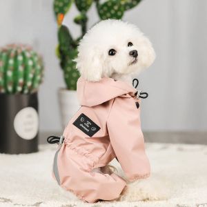 Raincoats New Simple Design Dog Clothing Fashionable Solid Rainproof Breathable Pet Raincoat Rainy Season Reflective Cat and Dog Supplies