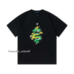 24SS春夏ヨーロッパパリドラゴンプリントスケートボードティーファッションメンズ半袖Tシャツ女性服カジュアルコットンデザイナーTシャツ9952