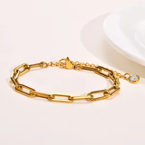 Link Bracelets Women's Flat Long Cross Chain Trendy Minimalist Dainty Stainless Steel Bracelet Charm Fashion Jewelry Gift To Girls