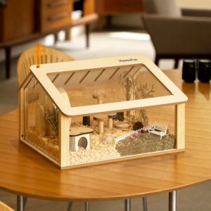 Cages Hamster Cage Oversized Wooden Hamster House and Habitats Acrylic Viewing Cage Breeding Nest Supplies Small Animals Houses