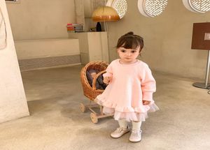 Autumn Kids Girls Long Sleeve Dress Sweet Baby Soft Cotton Pink Dresses Girl Christmas Party Clothing7486100