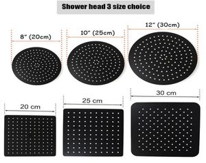 Stainless steel Black Bathroom Ultrathin 2 mm Rain Shower Head 81012 Inch Wall Ceiling Square Round Rainfall Shower head 201107005886