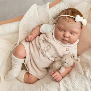 NPK 21inch Already Finished Painted Reborn Doll Parts Peaches Cute Baby 3D Painting with Visible Veins Cloth Body Included 240304